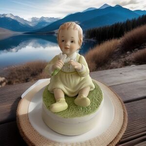 Blossom From Abbie's Children Figurine Girl Flower Vtg 1984 Signed Roman Sweet